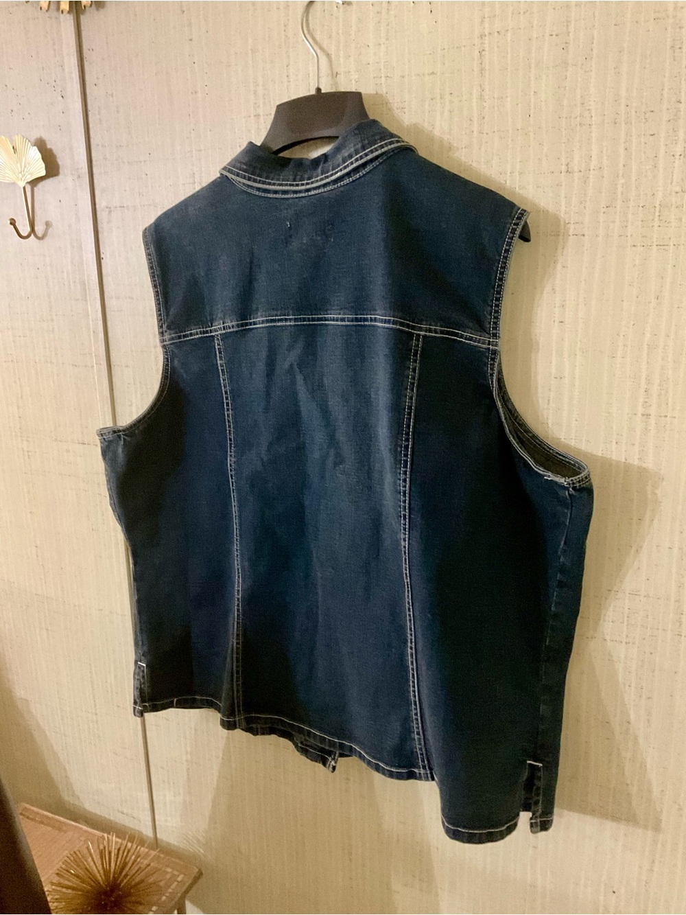 Vintage Live A Little Denim Blue Jean Vest Wms Sz 2X B36 - Picture 8 of 10